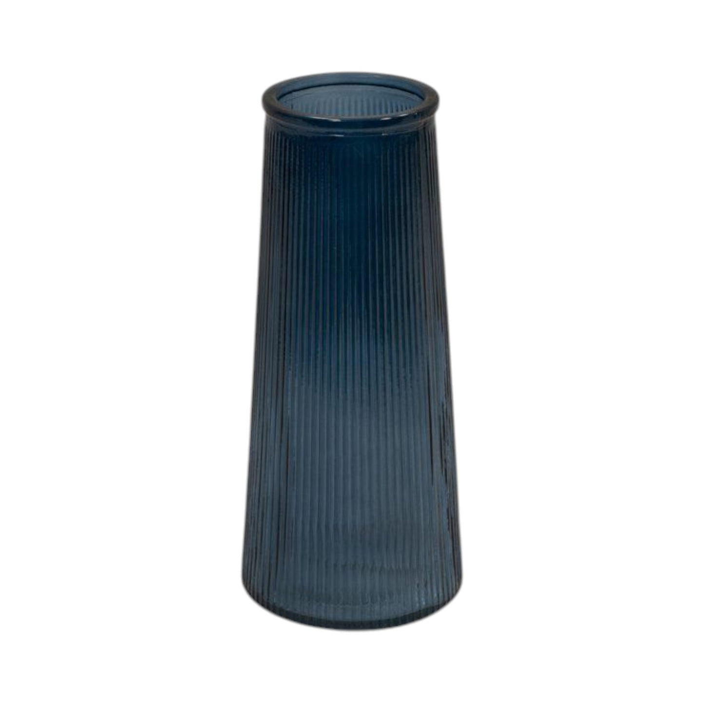 Blue Tall Ribbed Vase