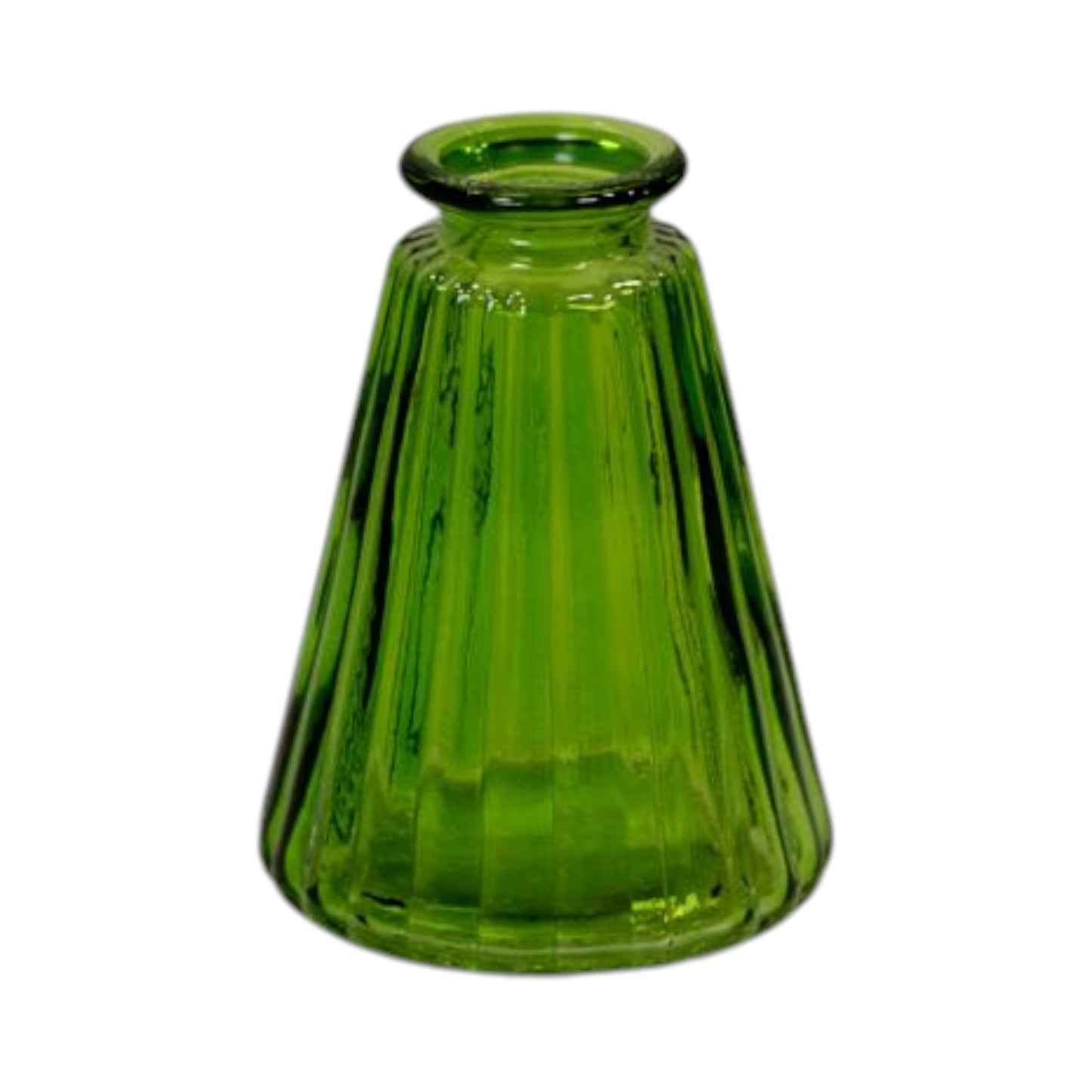 Emerald Green Glass Ribbed Bottle