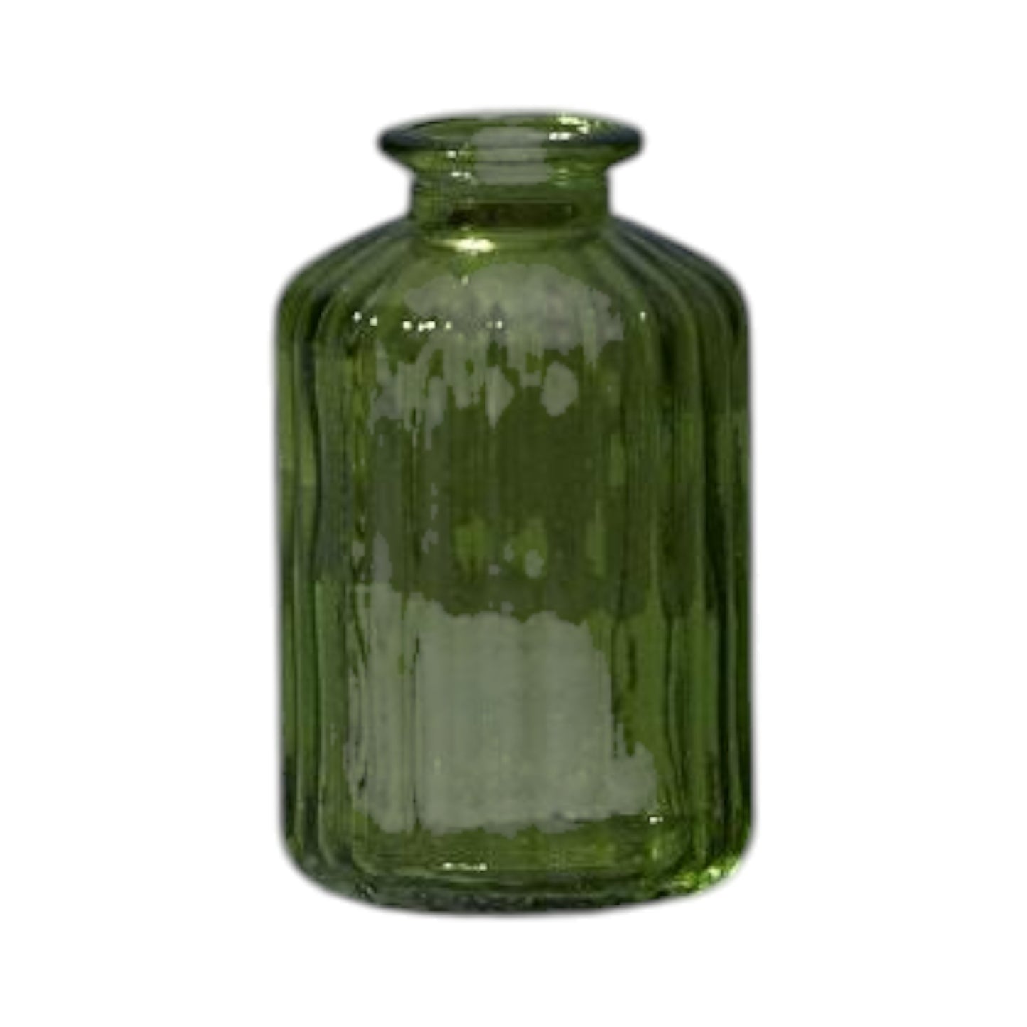 Emerald Green Ribbed Glass Bottle