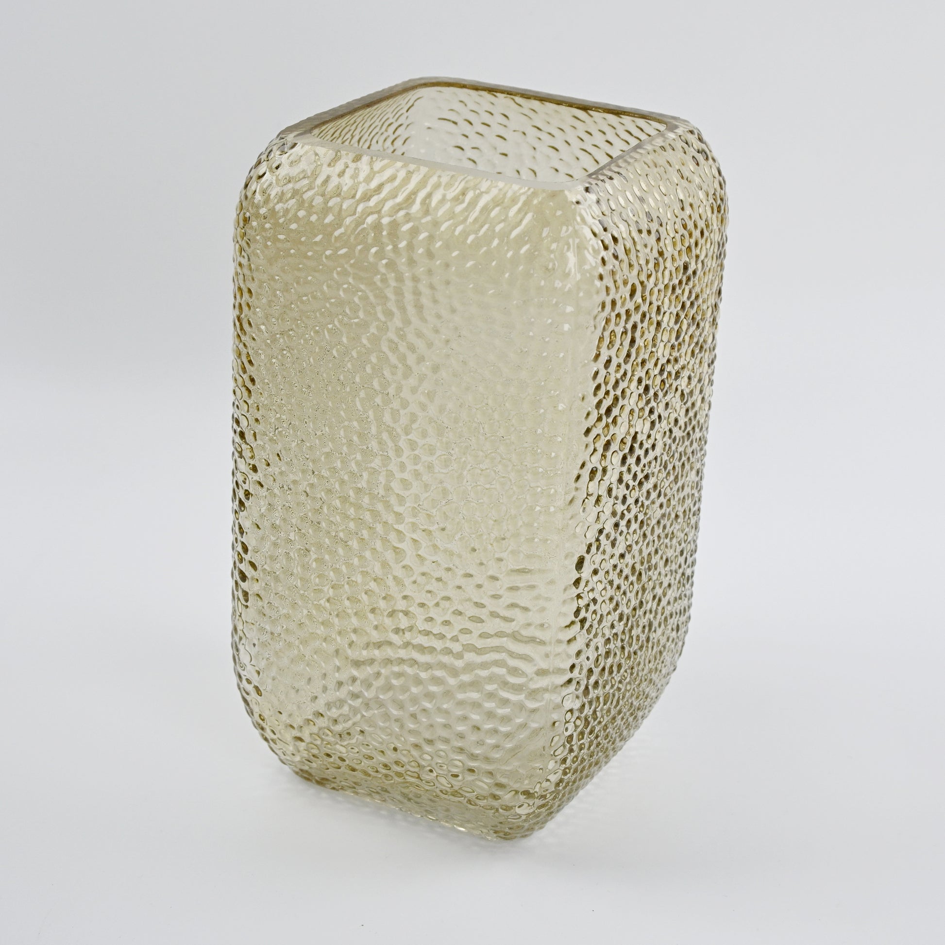 Light Brown Dimpled Square Vase