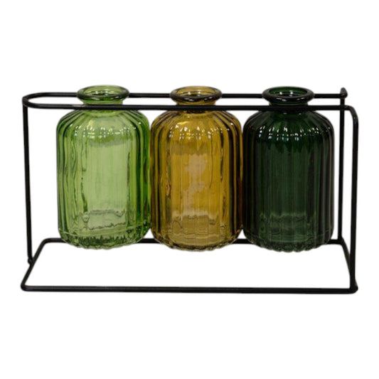 Three Glass Bottles with Stand