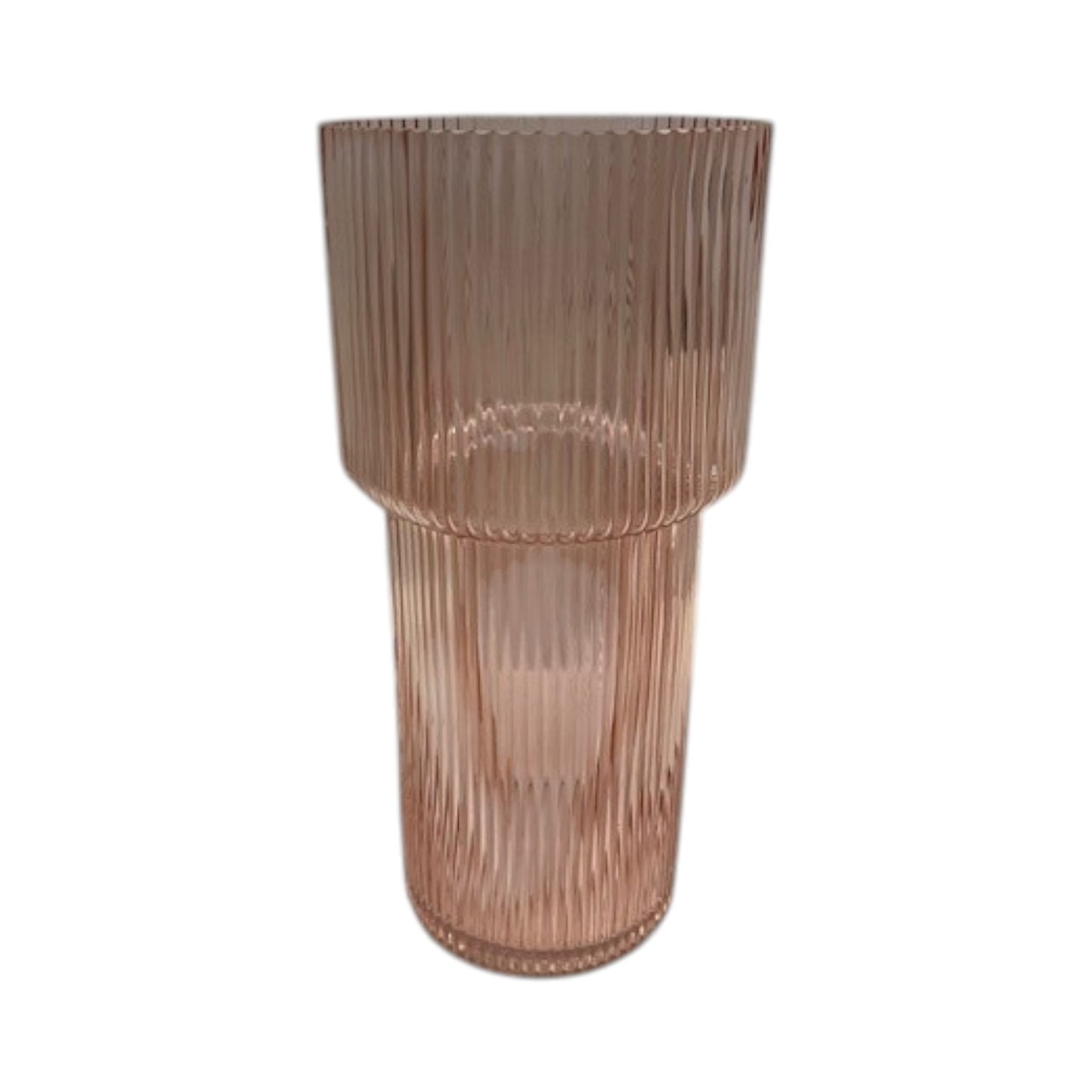Rose Tall Glass Ribbed Vase