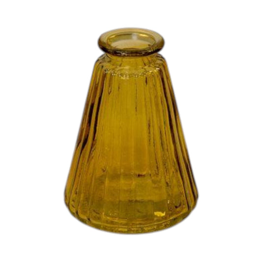 Yellow Ribbed Glass Bottle