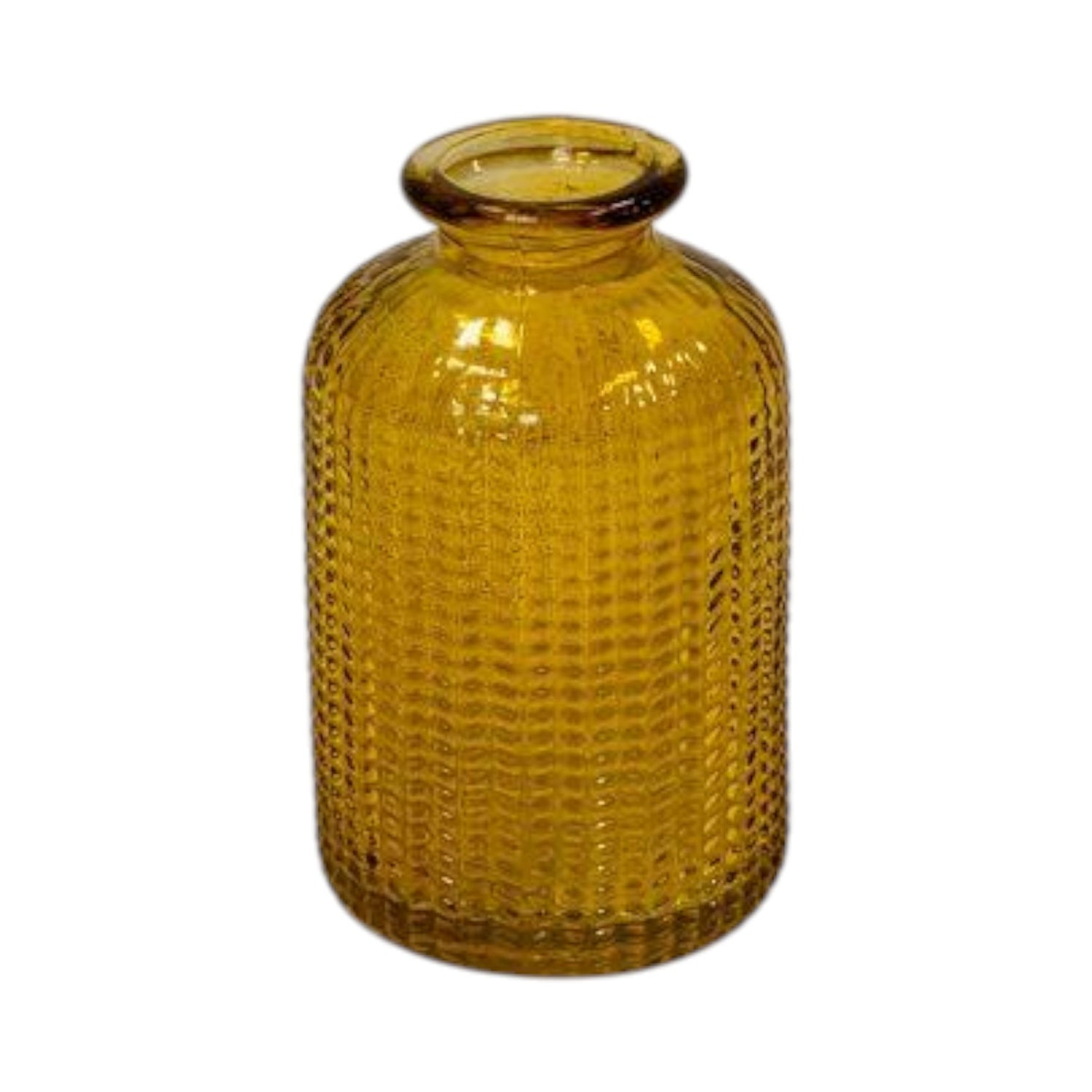 Yellow Dimpled Glass Bottle