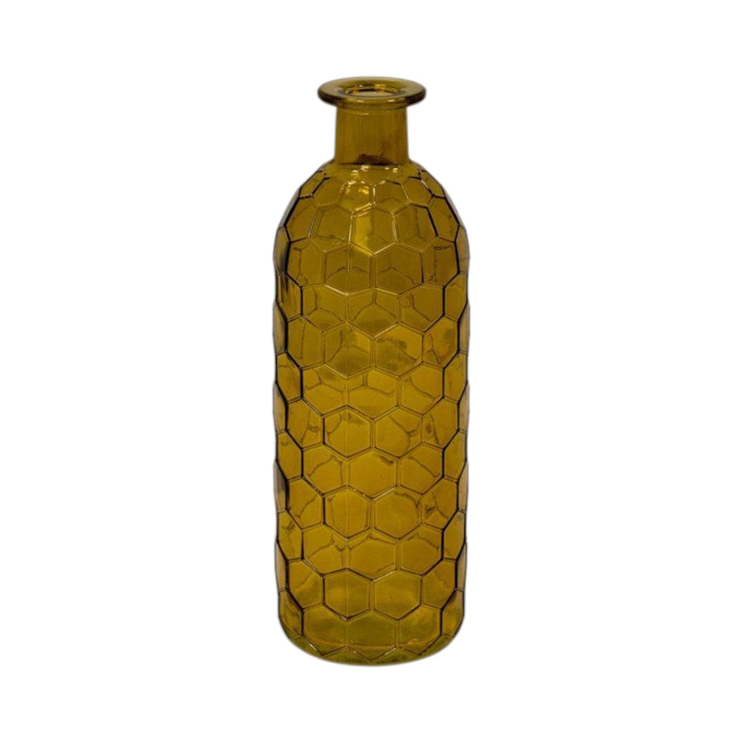 Yellow Honeycomb Glass Bottle