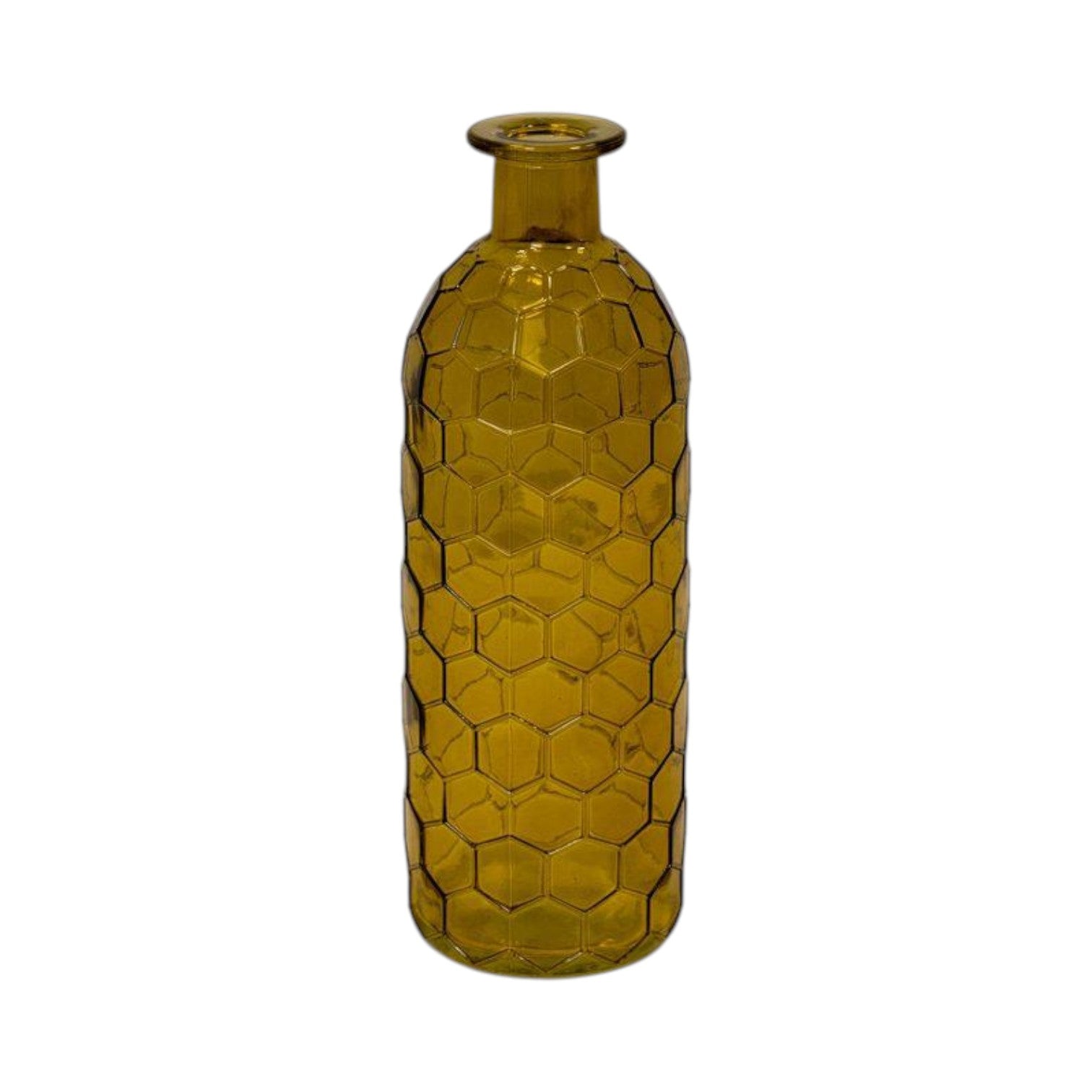 Yellow Honeycomb Glass Bottle