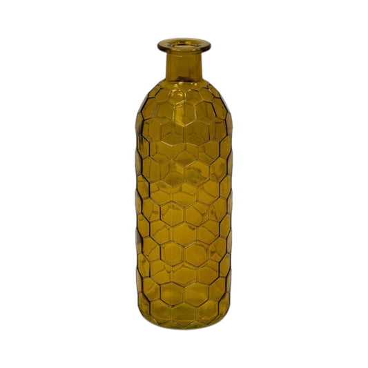 Yellow Honeycomb Glass Bottle