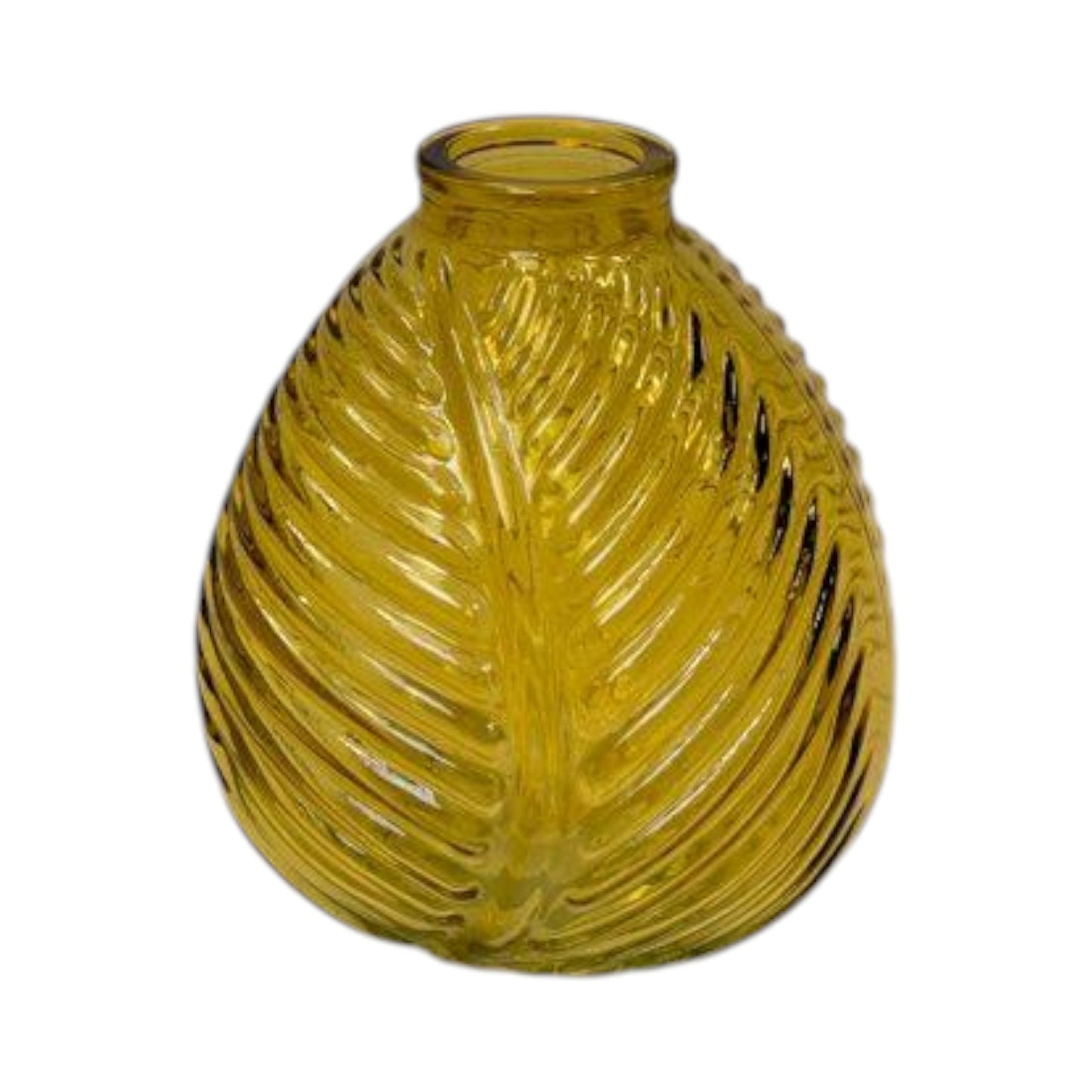 Yellow Glass Leaf Bottle