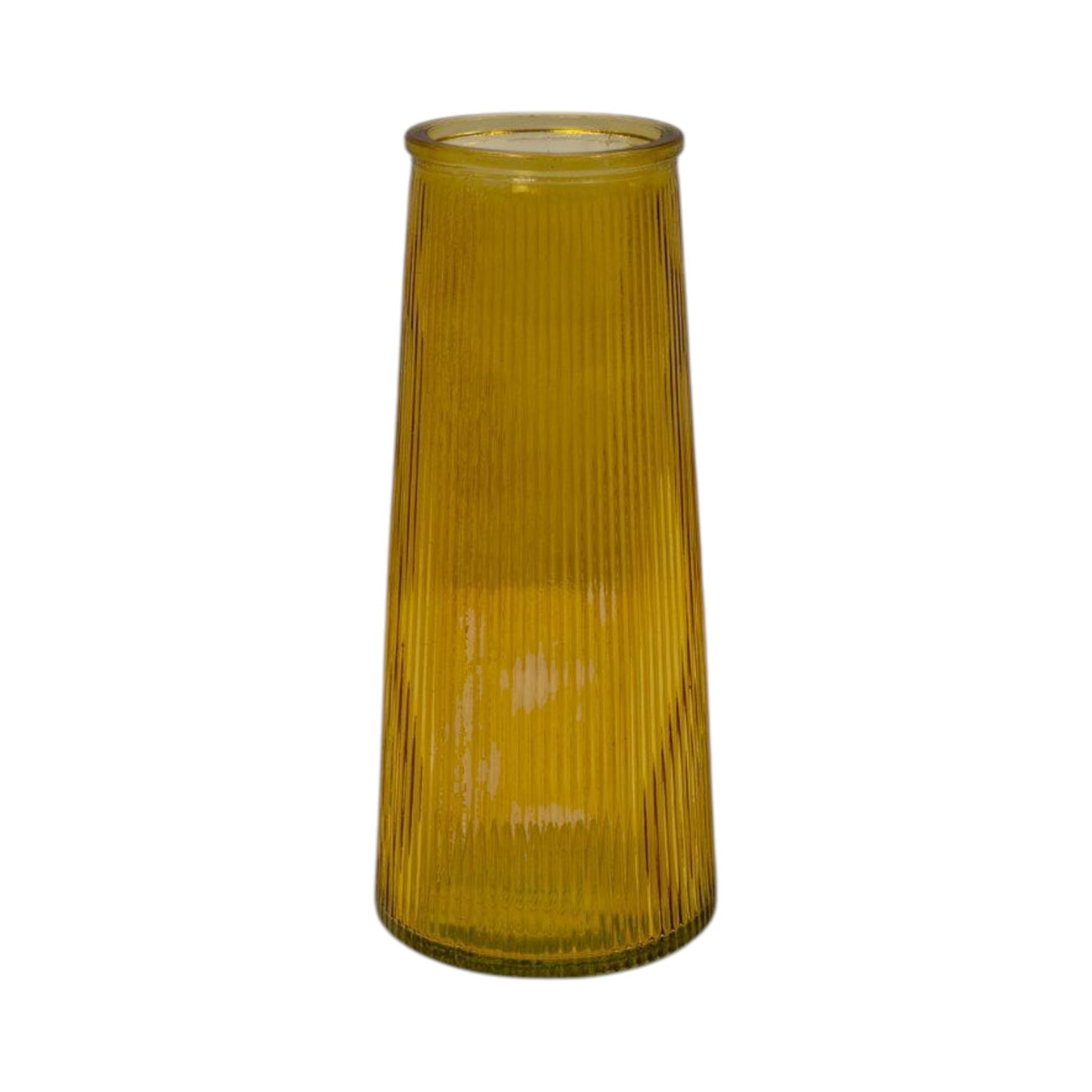 Yellow Tall Ribbed Vase