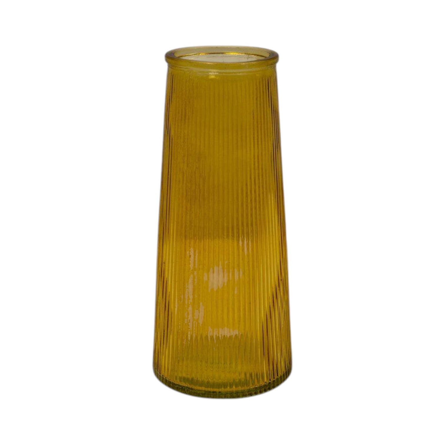 Yellow Tall Ribbed Vase