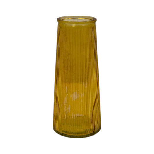 Yellow Tall Ribbed Vase