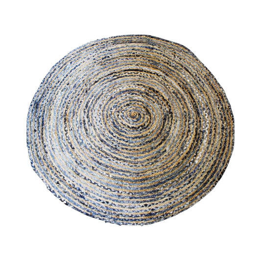 Round Jute and Recycle Denim Rug - 150 cm