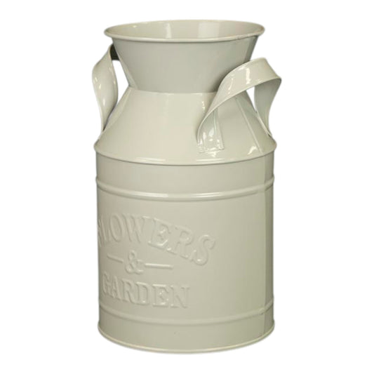 Grey Flowers and Garden zinc milk churn 9.5cm BD11cm H18cm with PVC Liner