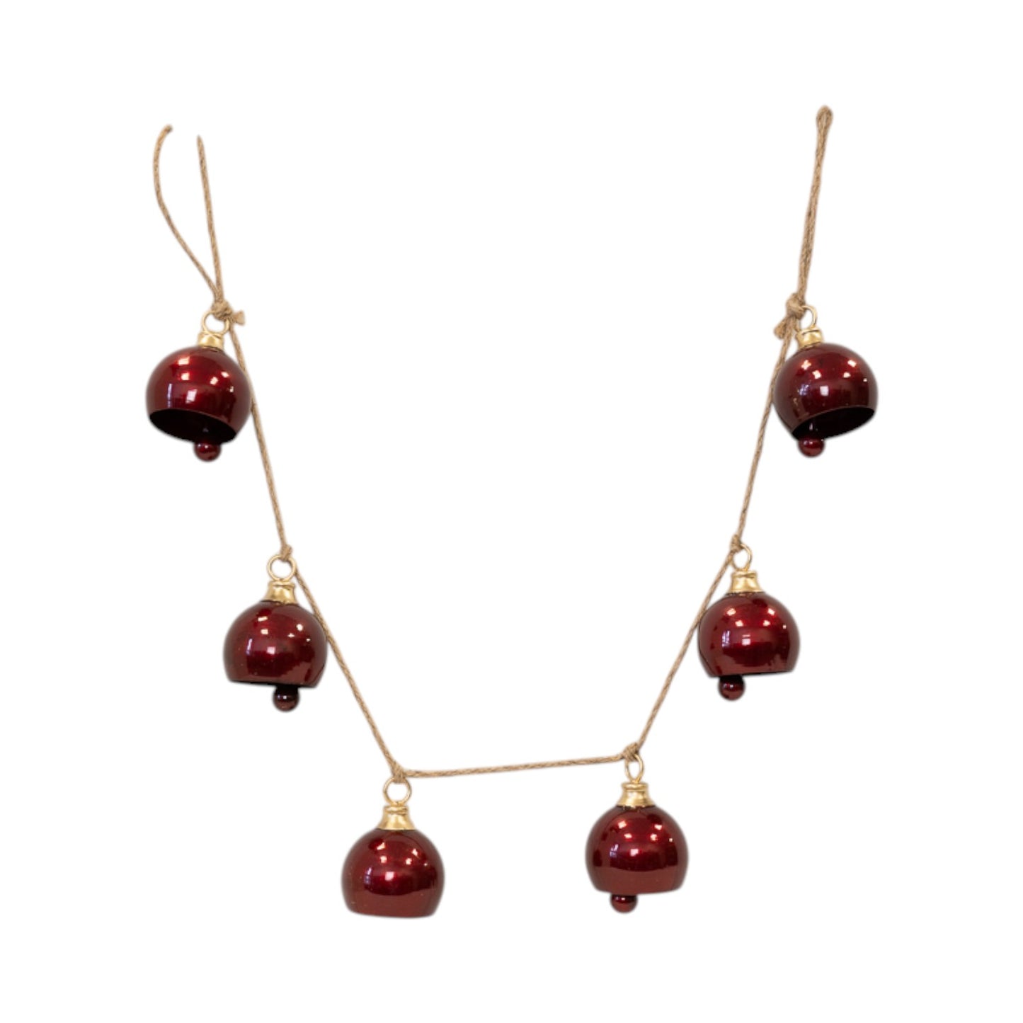 Glossy Deep Red Metal 6 Bell Garland