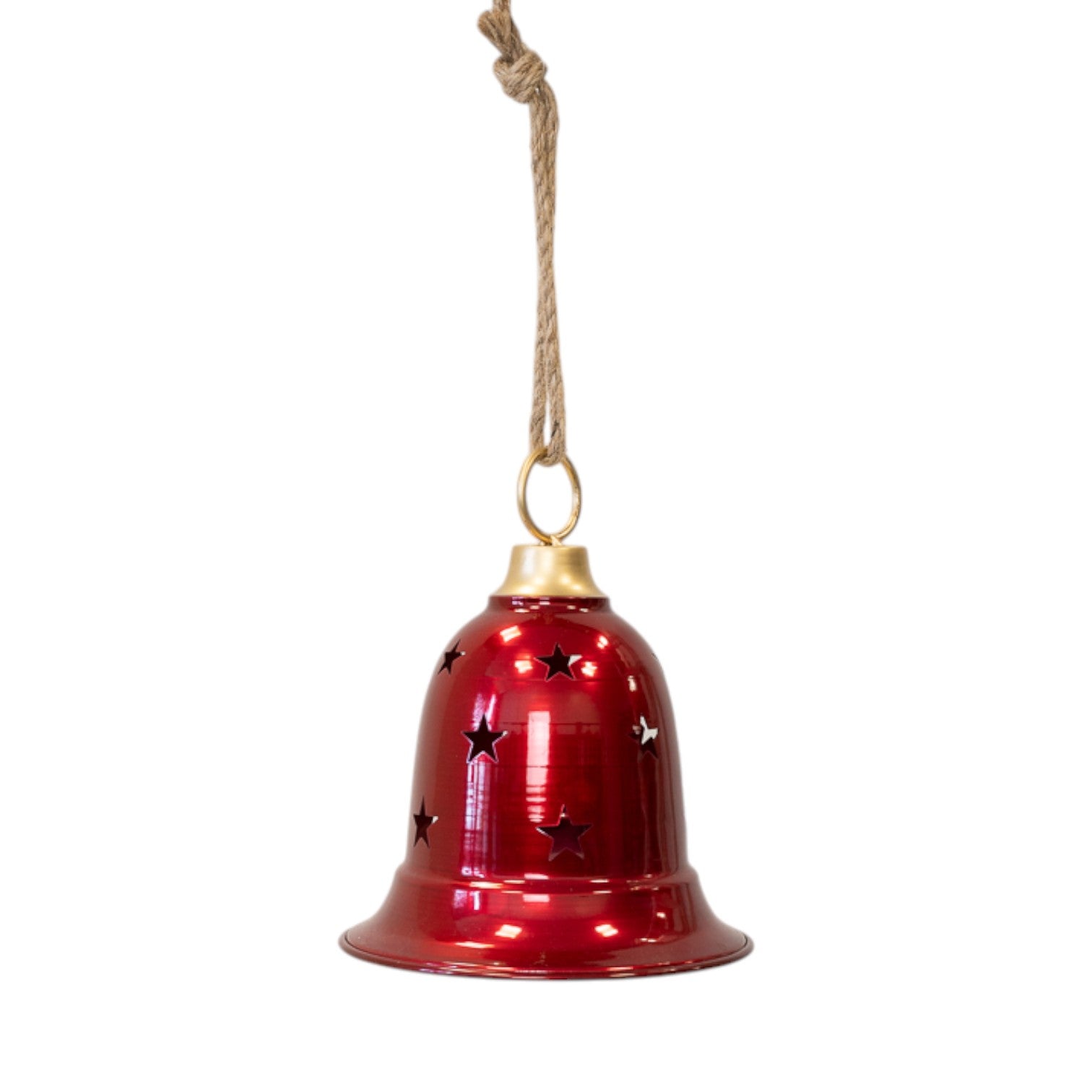 Glossy Red Metal Bell with Cutout Detail Small