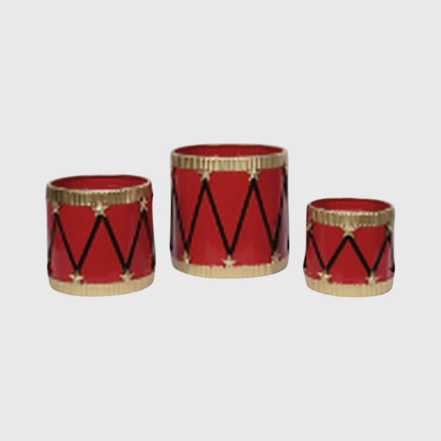 Set of 3 Zinc Drum Pots