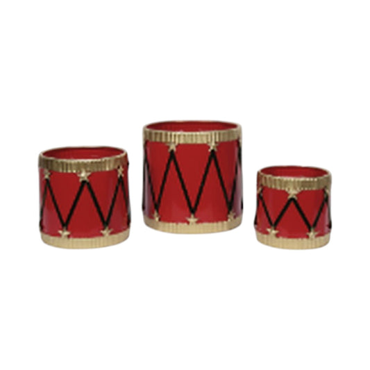 Set of 3 Zinc Drum Pots