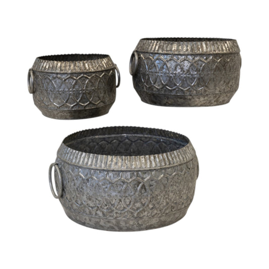 Set of Three Patterned Bowl Planters