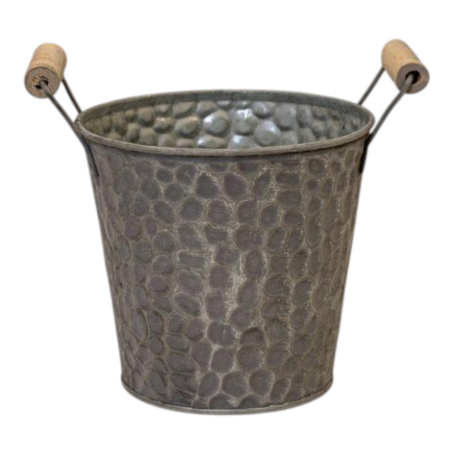 16.5cm Zinc pot with hammered finish (indent) and ears