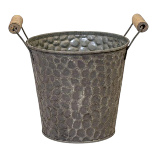 16.5cm Zinc pot with hammered finish (indent) and ears
