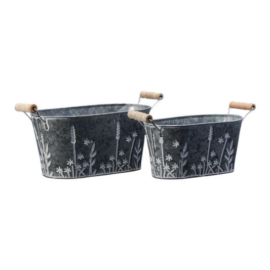 Set of Two Meadow Oval Planters