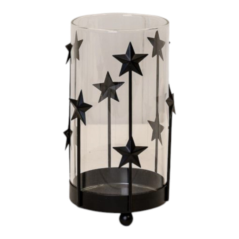 Small Black Metal Star Candle Holder with Glass Insert