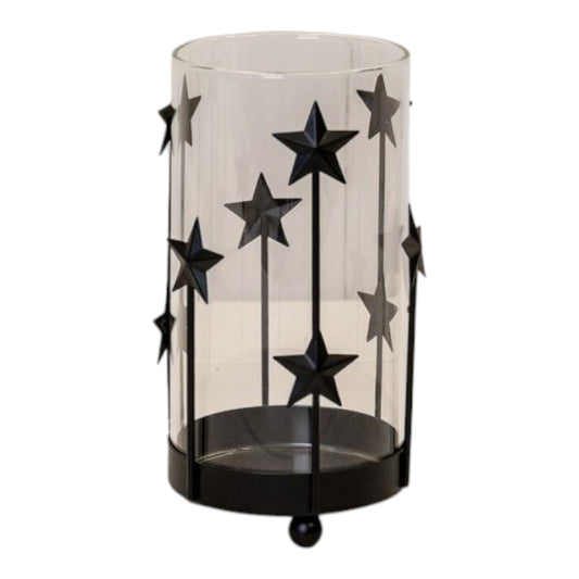 Small Black Metal Star Candle Holder with Glass Insert