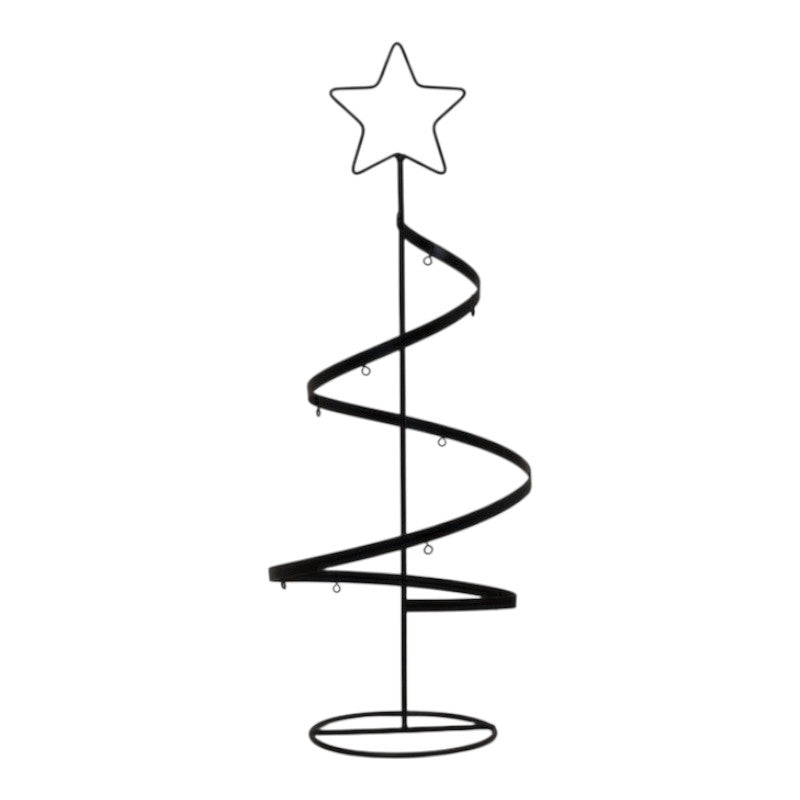 Black Metal Spiral Tree Ornament with Star Topper