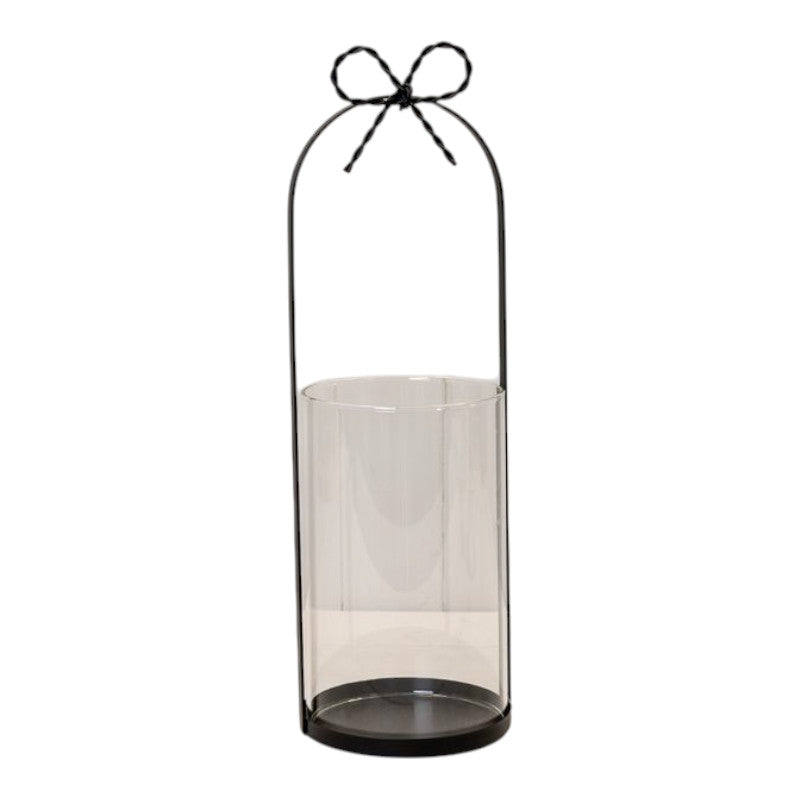 Large Black Metal Candle Holder with Bow
