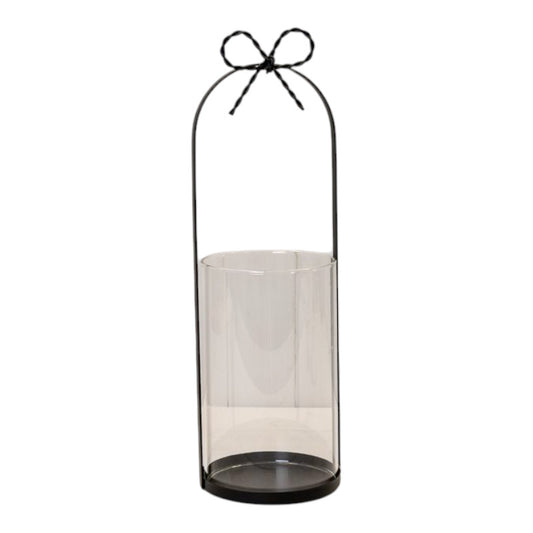 Large Black Metal Candle Holder with Bow