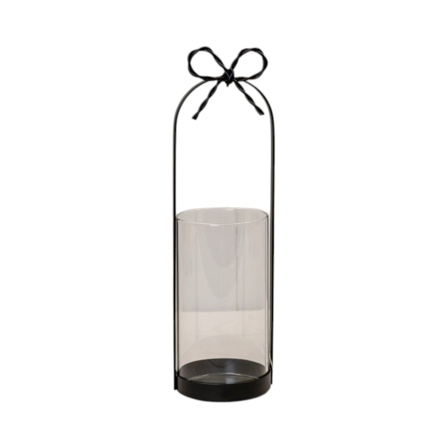 Small Black Metal Candle Holder with Bow