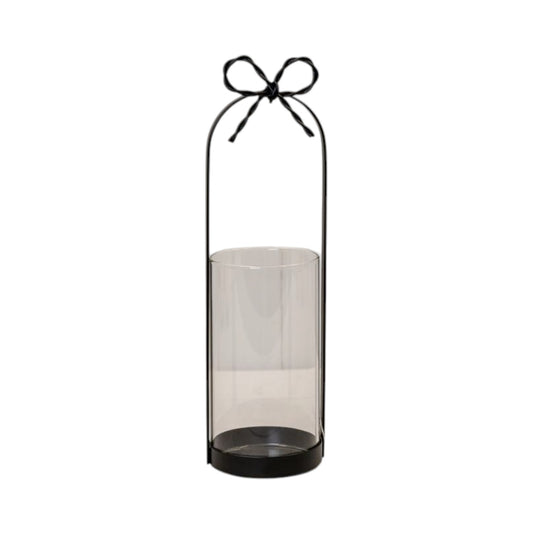 Small Black Metal Candle Holder with Bow