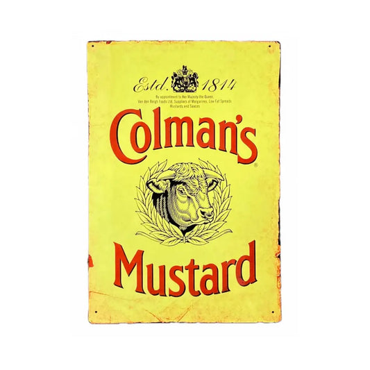 Metal Advertising Wall Sign - Colemans Mustard Yellow