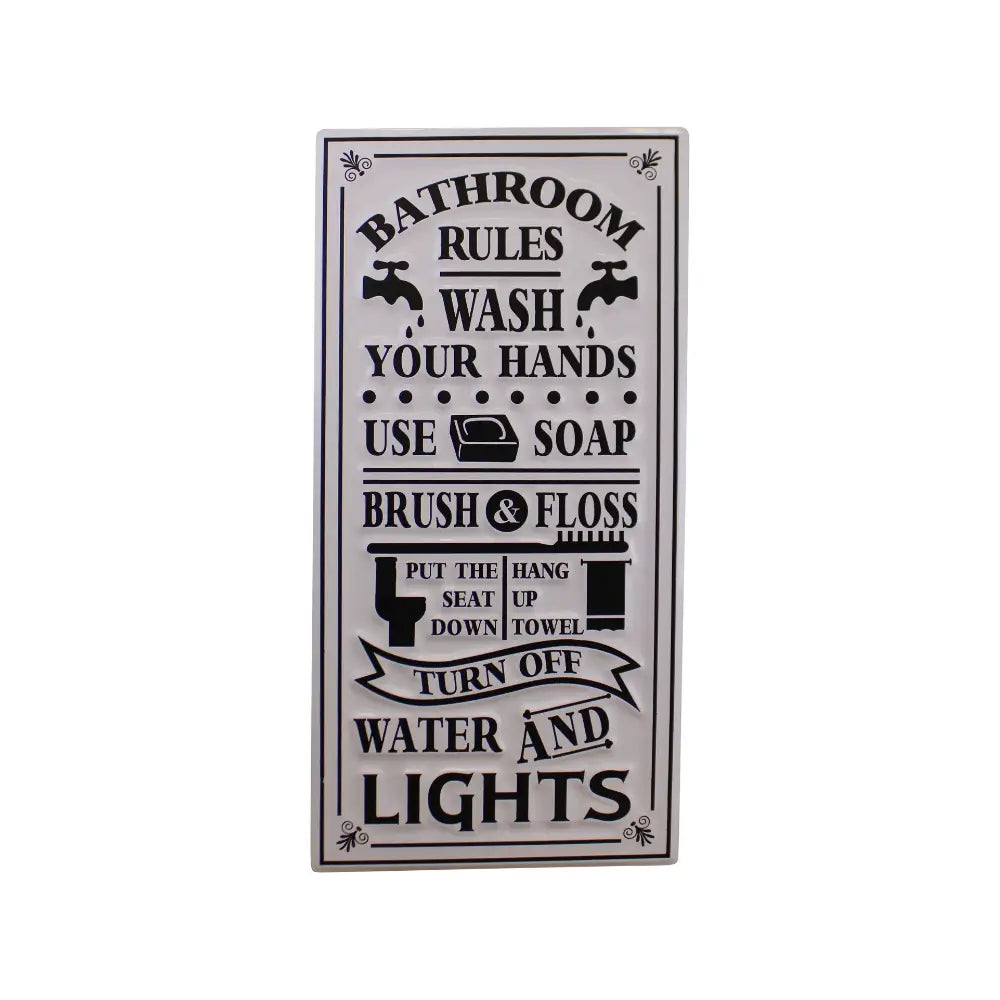 Metal, Wall Hanging Bathroom Rules Plaque