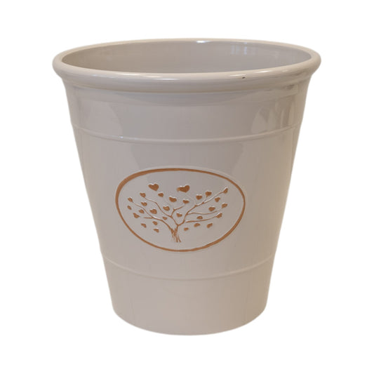 Cream Round Love Heart Tree Recycled Plastic Planter 13LTR