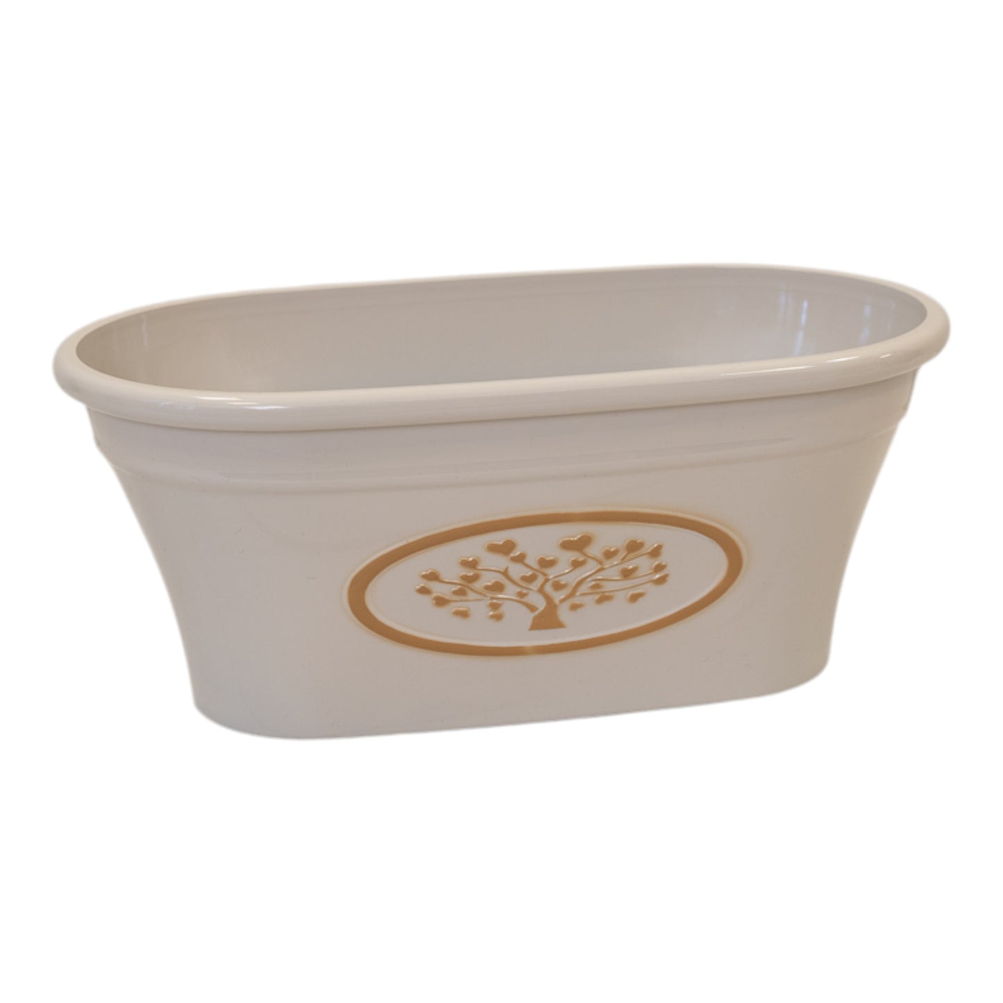 Cream Round Love Heart Tree Trough Recycled Plastic Planter