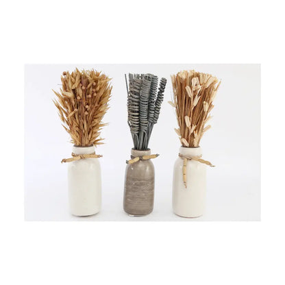 Set Of Three Dried Deco In Vases