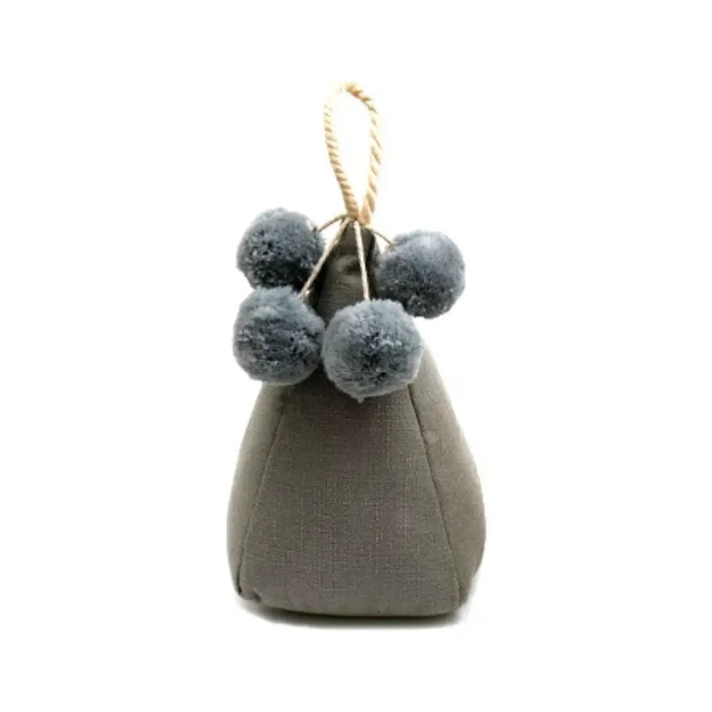 Grey Pompom Doorstop