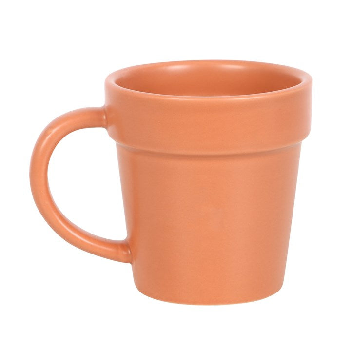 Plain Plant Pot Ceramic Mug And Shovel Spoon