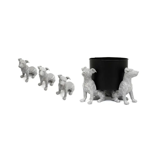 Set of Grey Dog Pot Risers