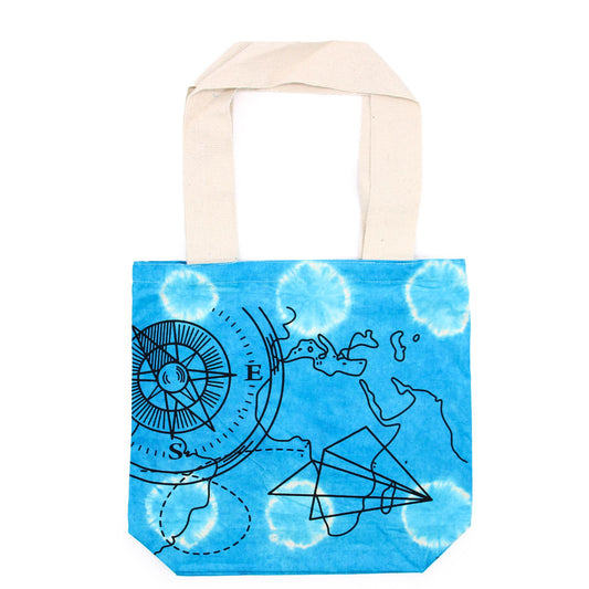 Tye-Dye Cotton Bag (6oz) - 38x42x12cm - Compass - Blue -Handle