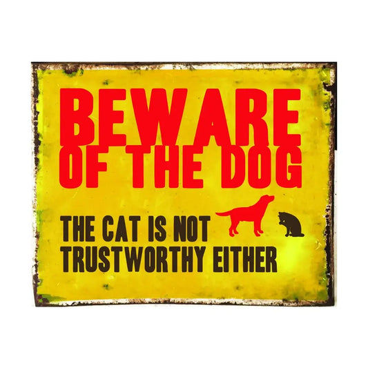 Vintage Metal Sign - Beware Of The Dog