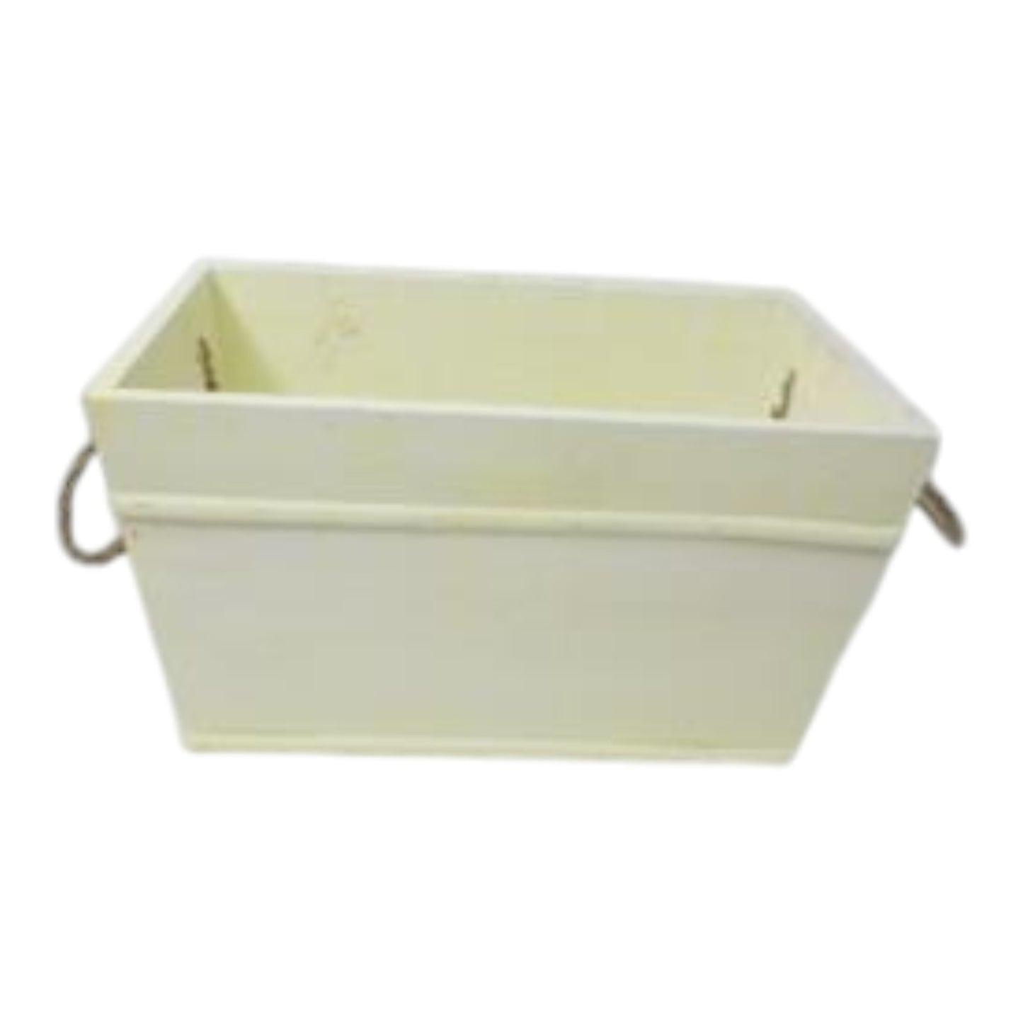 Rectangular Yellow with Witewash Trough with Wooden Beading & Rope Handles