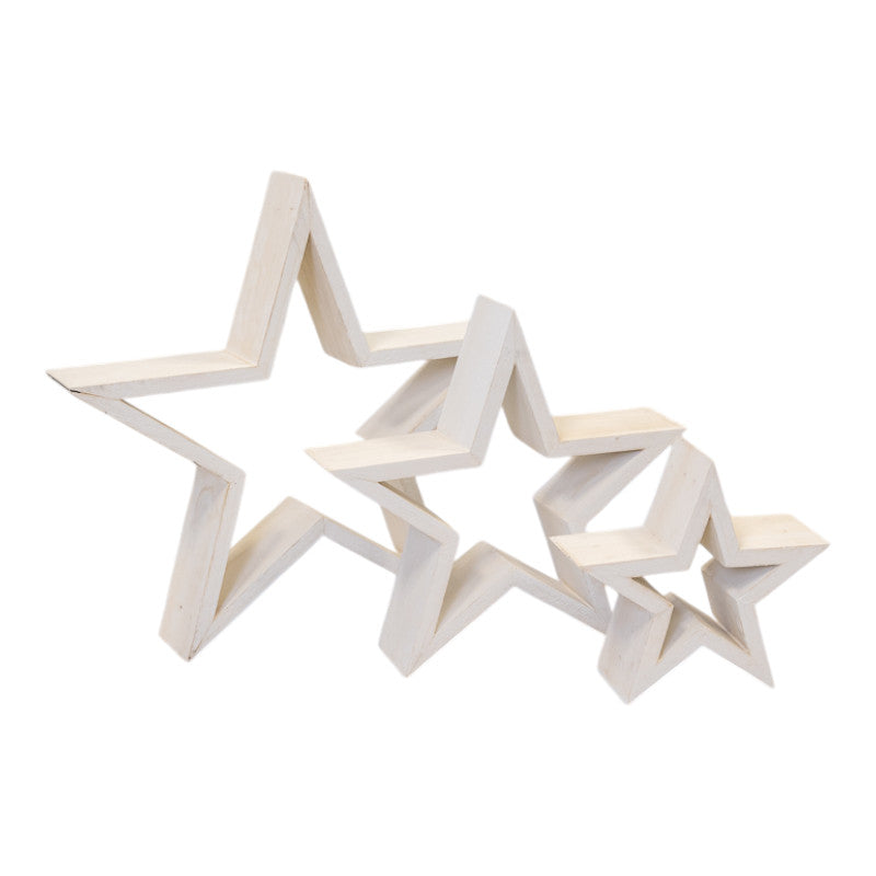 Set of Three Wooden Stars