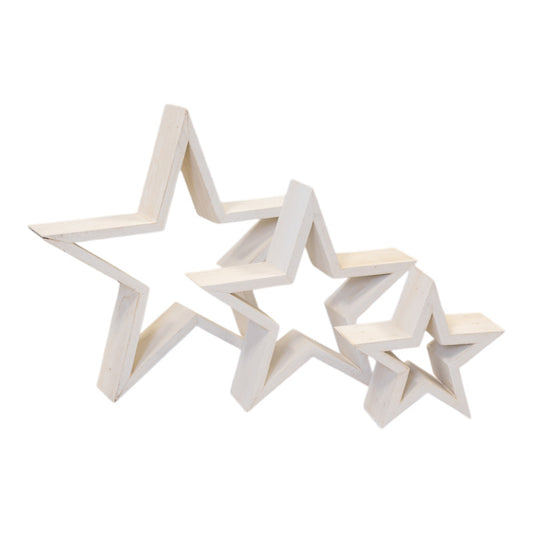 Set of Three Wooden Stars