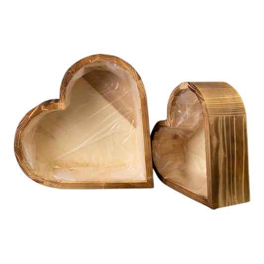 Set of Two Heart Wooden Planters