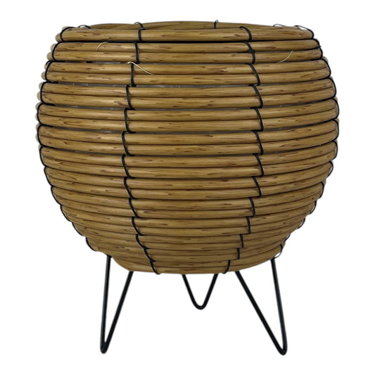 Bulbous Rattan Pot with Legs