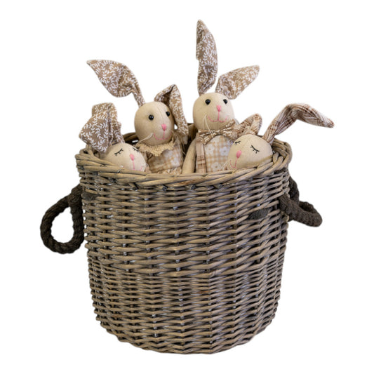 Round Log Basket with Rope Handles T32xH27xB22cm