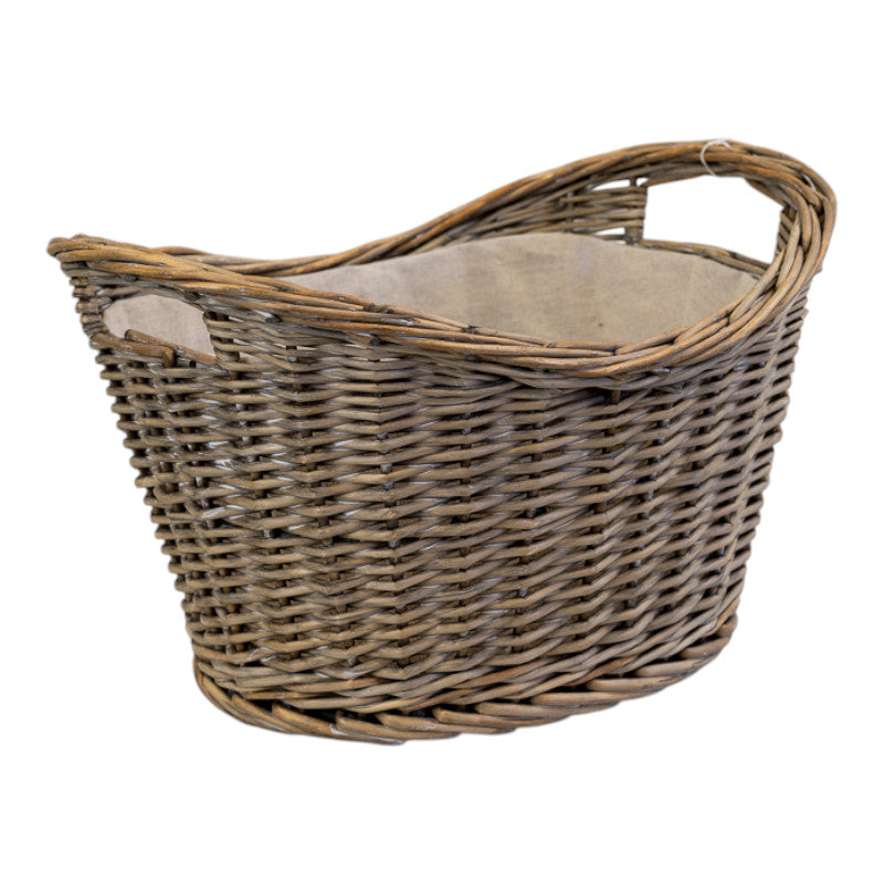 Oval Log Basket with Ears T44x32xH20/27xB33x23cm