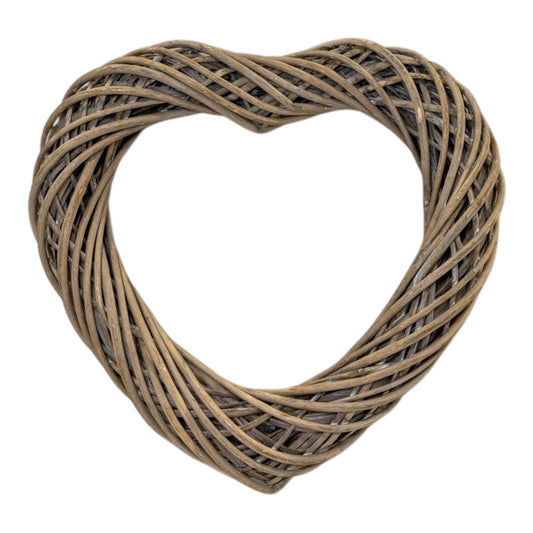 Grey Heart Thick Willow Wreath 40cm